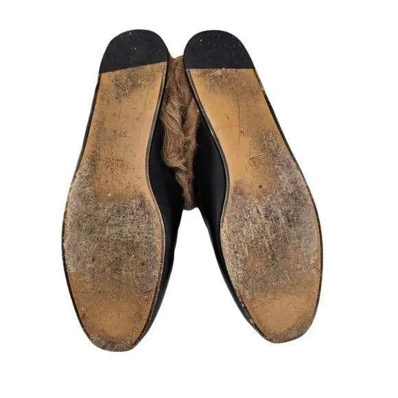 Gucci Princetown Horsebit Fur Lined Flat Mule Black Leather Size 37.5 US 7.5 - Picture 8 of 11
